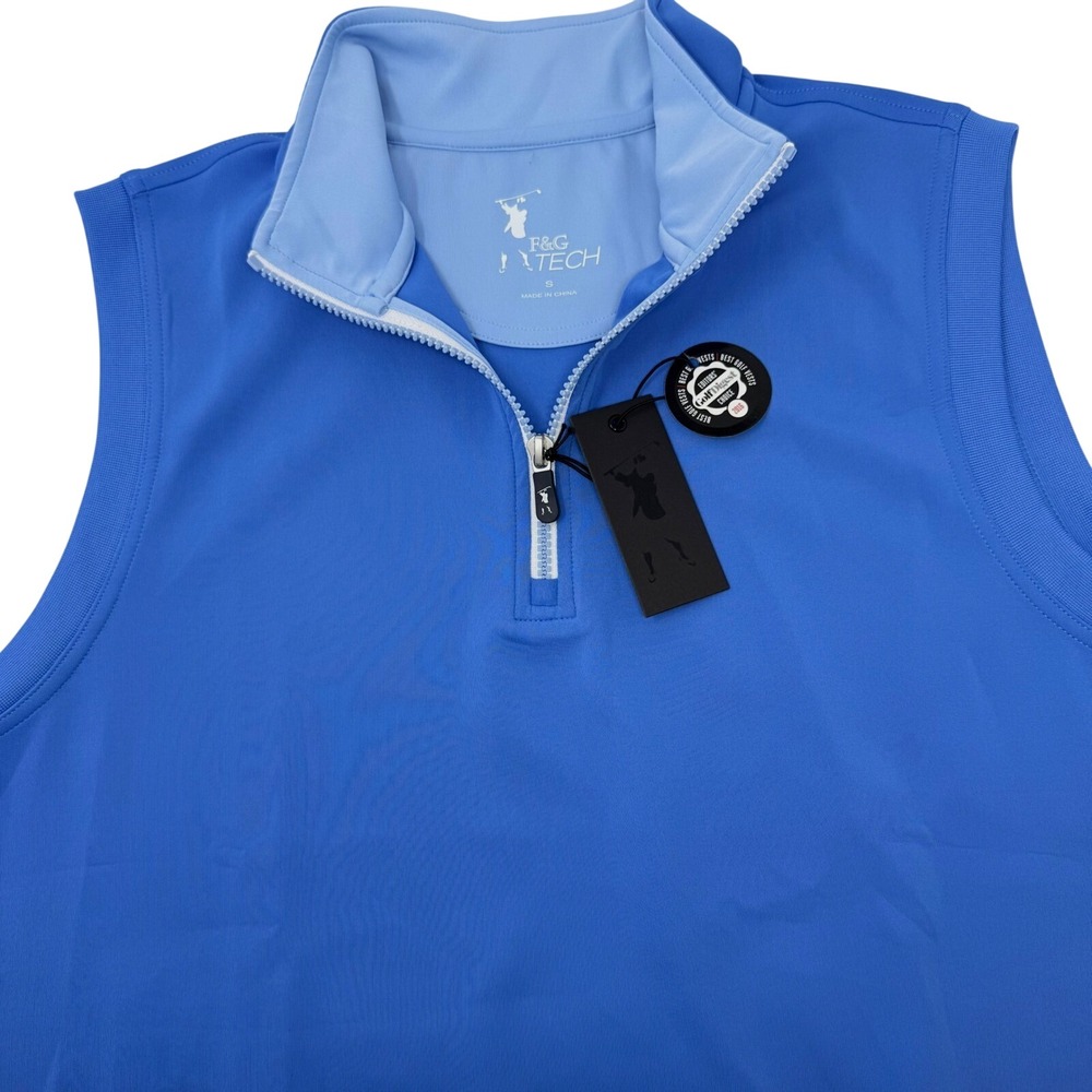 Fairway & Greene F&G Tech Mens Small Solid 1/4 Zip Golf Vest Blue C11513 NEW